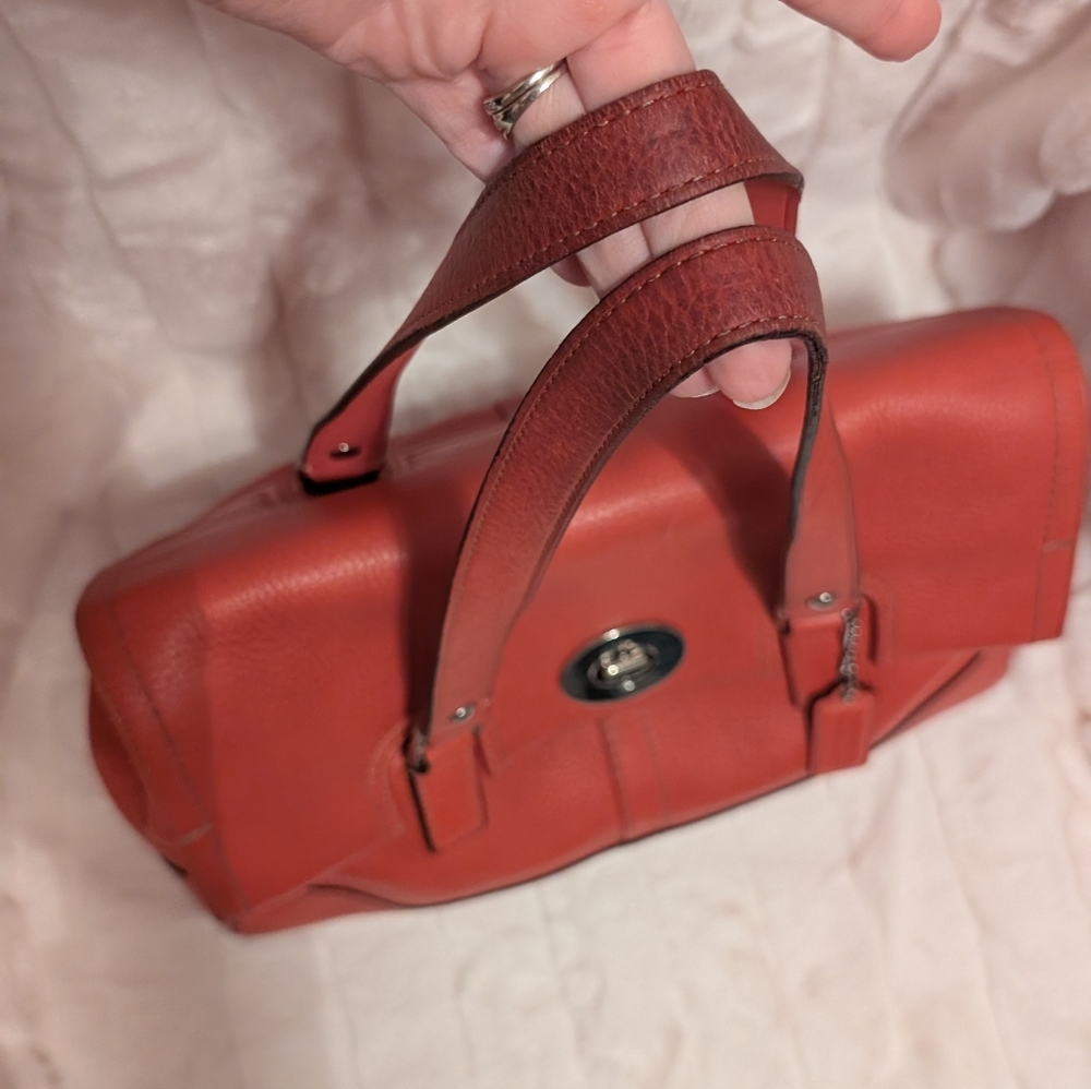 Coach Red Orange Hamilton Turnlock Caryall Shoulder Bag F13091 - Picture 11 of 14